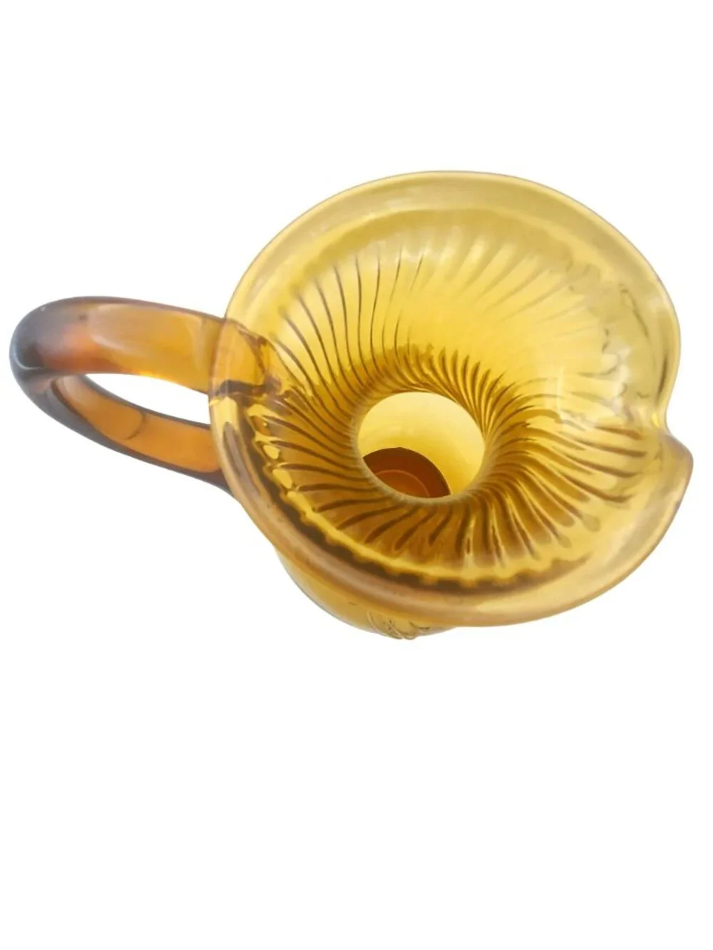 Tiara Exclusives Hurricane Pitcher Amber Indiana Glass Vintage 70s Art Deco